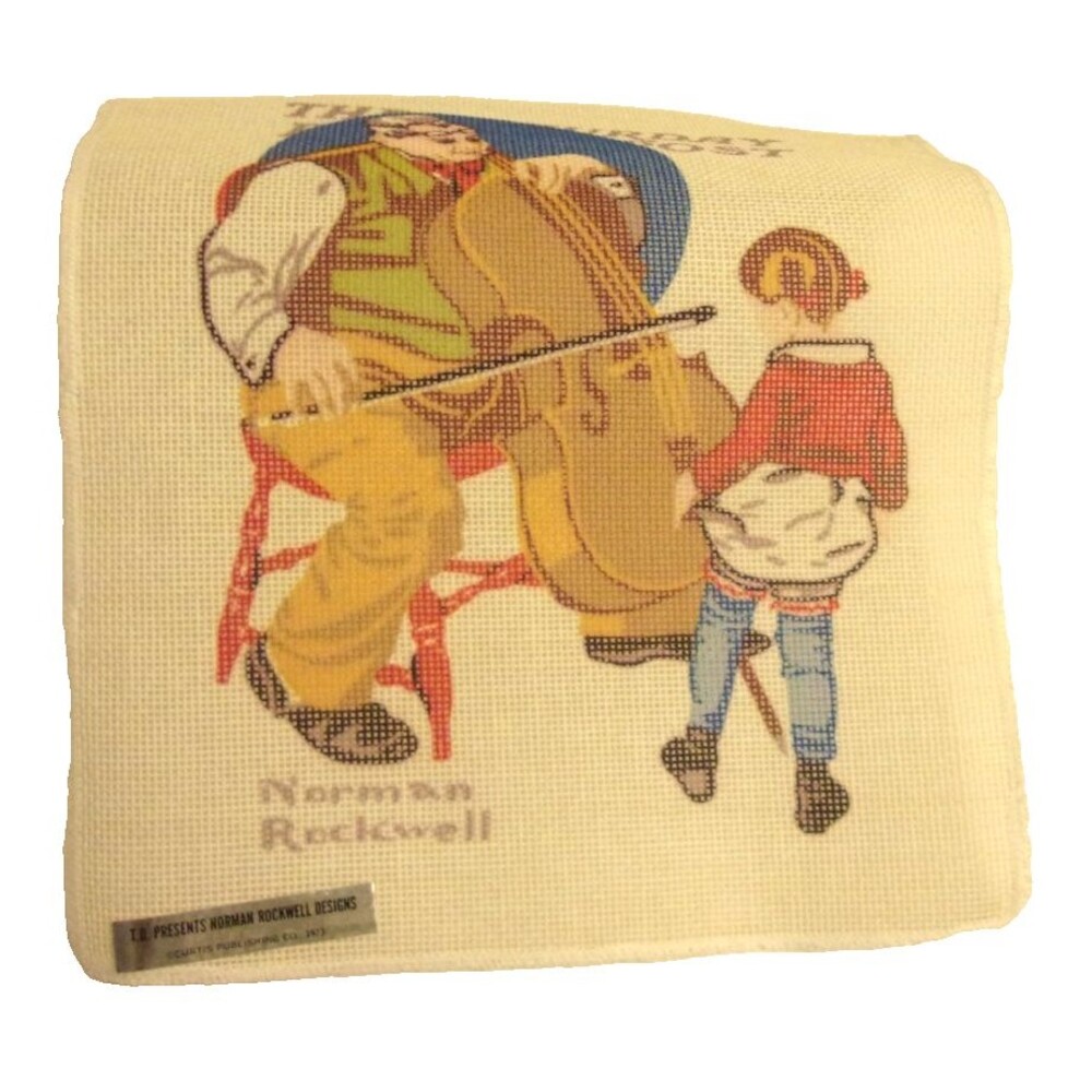 Norman Rockwell Needlepoint Kit Man Girl Bass 1973 Vintage Titillations Designs